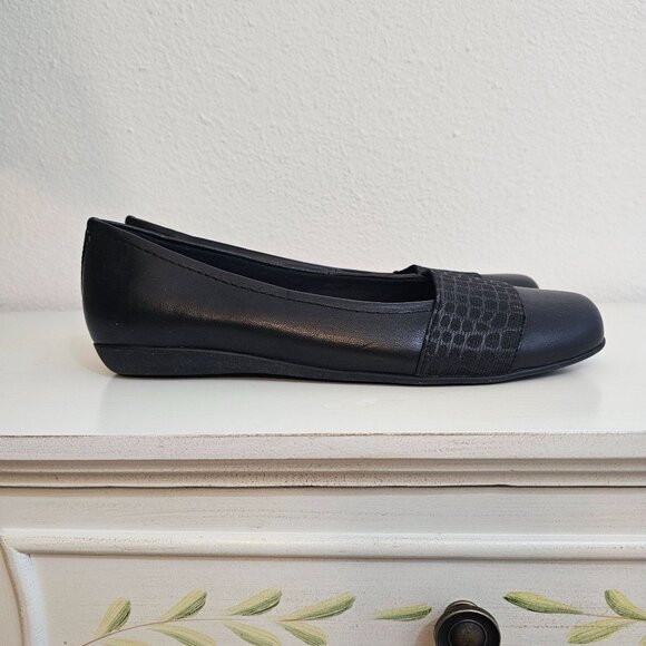 Trotters Womens Sz 6.5 Samantha Black Croco Ballet Flat Comfort Padded Shoes NEW - Picture 5 of 9